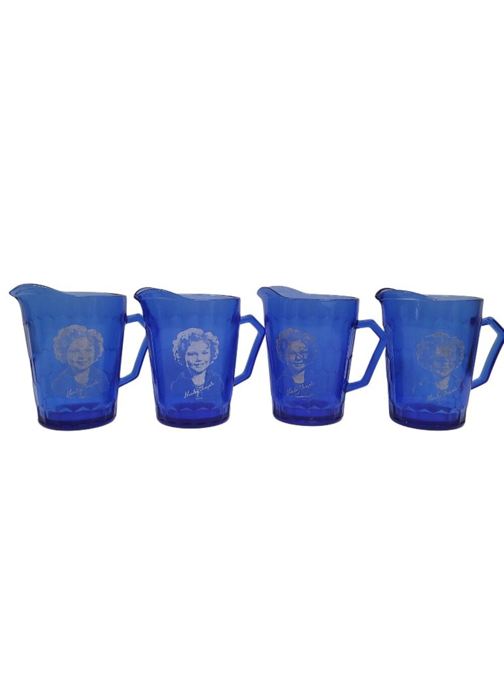 Hazel Atlas Set 4 1930s Shirley Temple milk pitcher/creamer Hazel-Atlas Cobalt